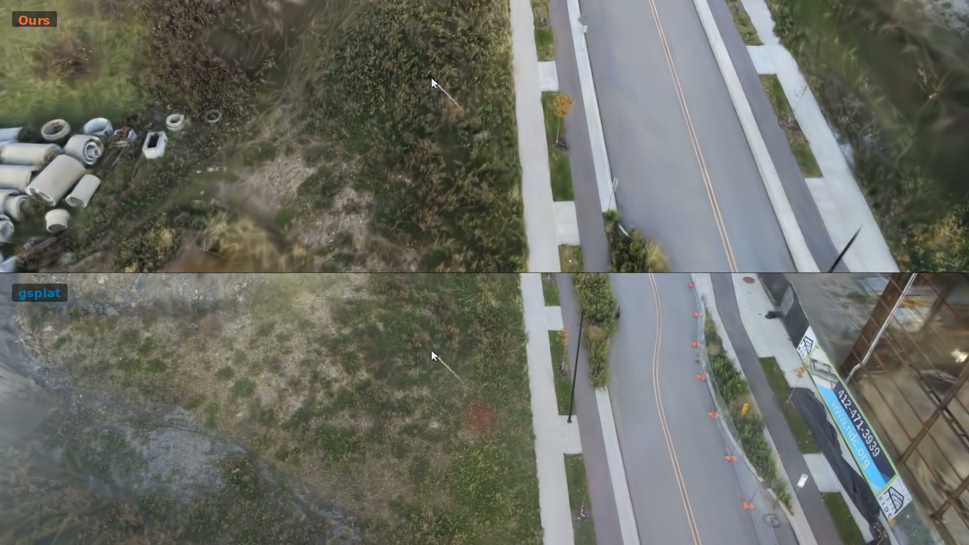 Queue-latency demo frame from a 9K city-scale trajectory
